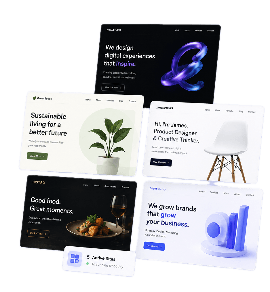 A collection of website designs by Skybenn Studios